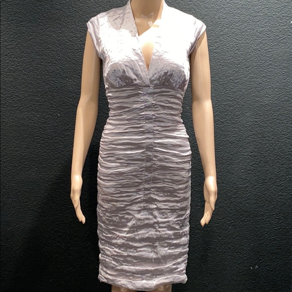 Nicole Miller Silver Ruched Dress